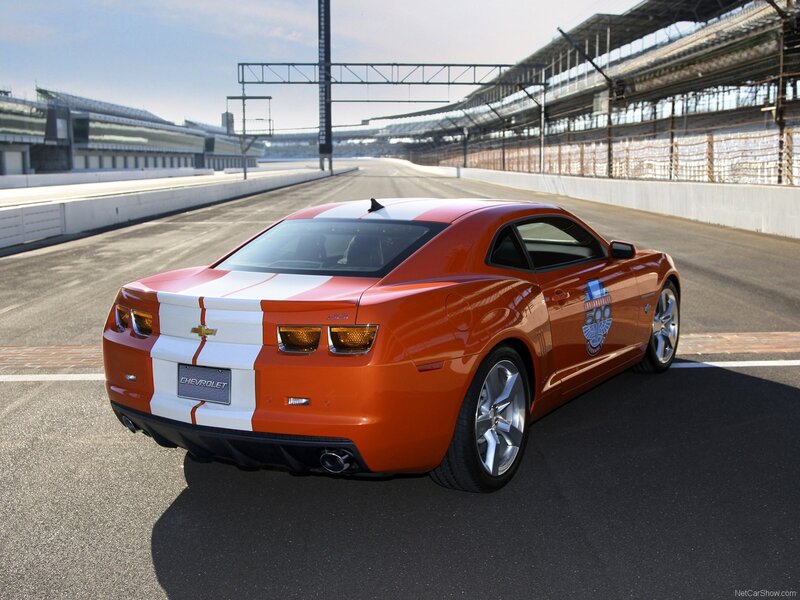 Orange Chevrolet Camaro on racetrack
