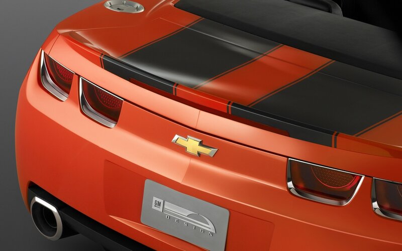 Orange Chevrolet Camaro rear view