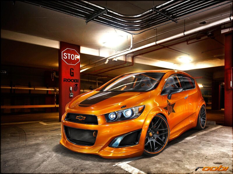 Orange Chevrolet in Parking Garage