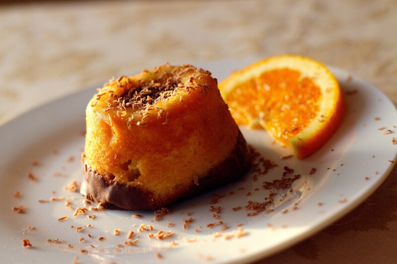orange chocolate cake slice