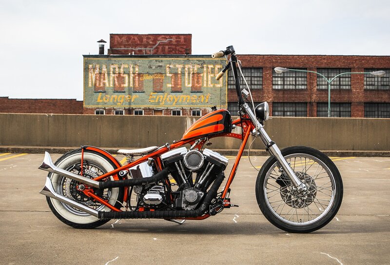 Orange Chopper Motorcycle — Industrial