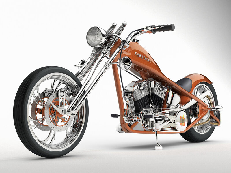 Orange Chopper Motorcycle — Neutral, 3d Render