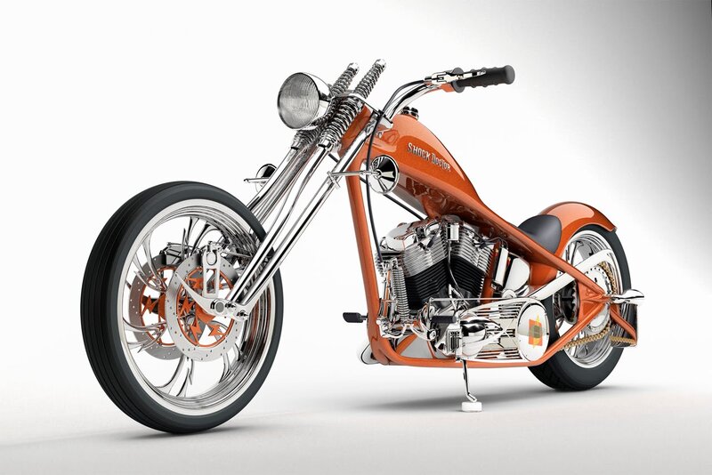 Orange Chopper Motorcycle — Neutral