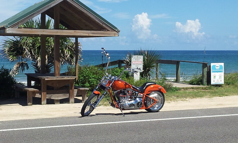 Orange Chopper Motorcycle — Serene