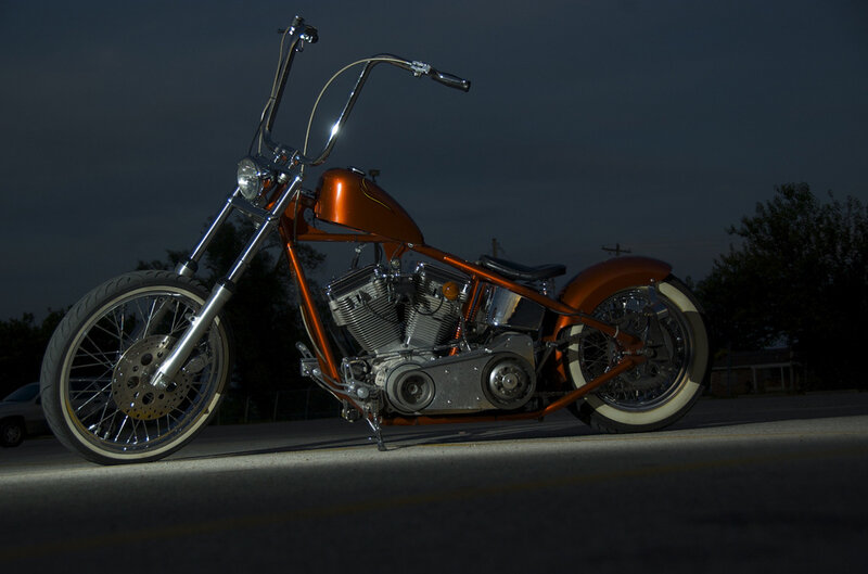 Orange Chopper Motorcycle