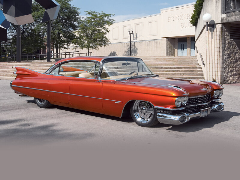 Orange Classic Car — Calm, Afternoon, Photograph, Building, Steps