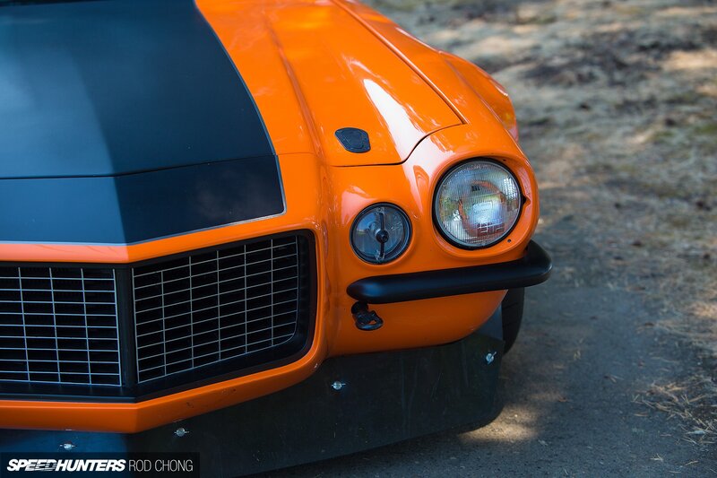 Orange Classic Car — Dramatic, Afternoon, Photograph, Grille