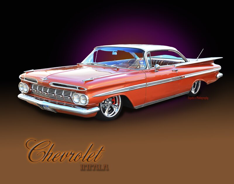 Orange Classic Car — Dramatic, Photograph, Chrome