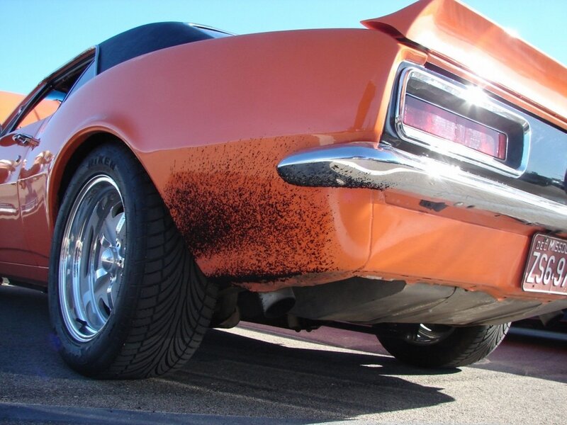 orange classic car rear view