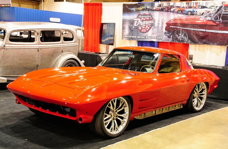 Orange Classic Car — Red, Showroom, Photograph