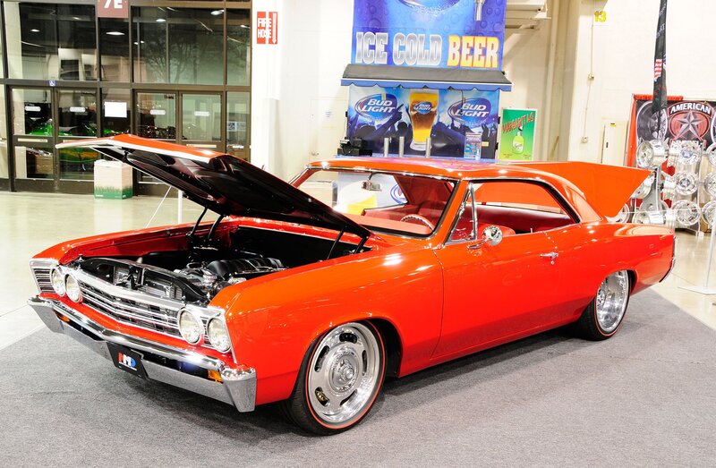 Orange Classic Car — Red, Showroom