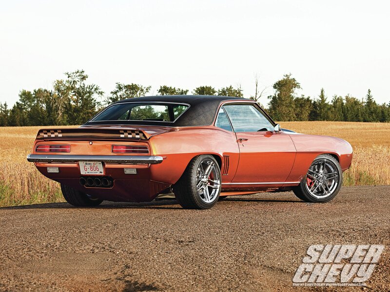 Orange Classic Car — Serene, Afternoon, Photograph, Field, Trees