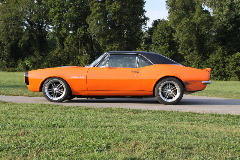 Orange Classic Car — Serene, Afternoon, Photograph, Grass