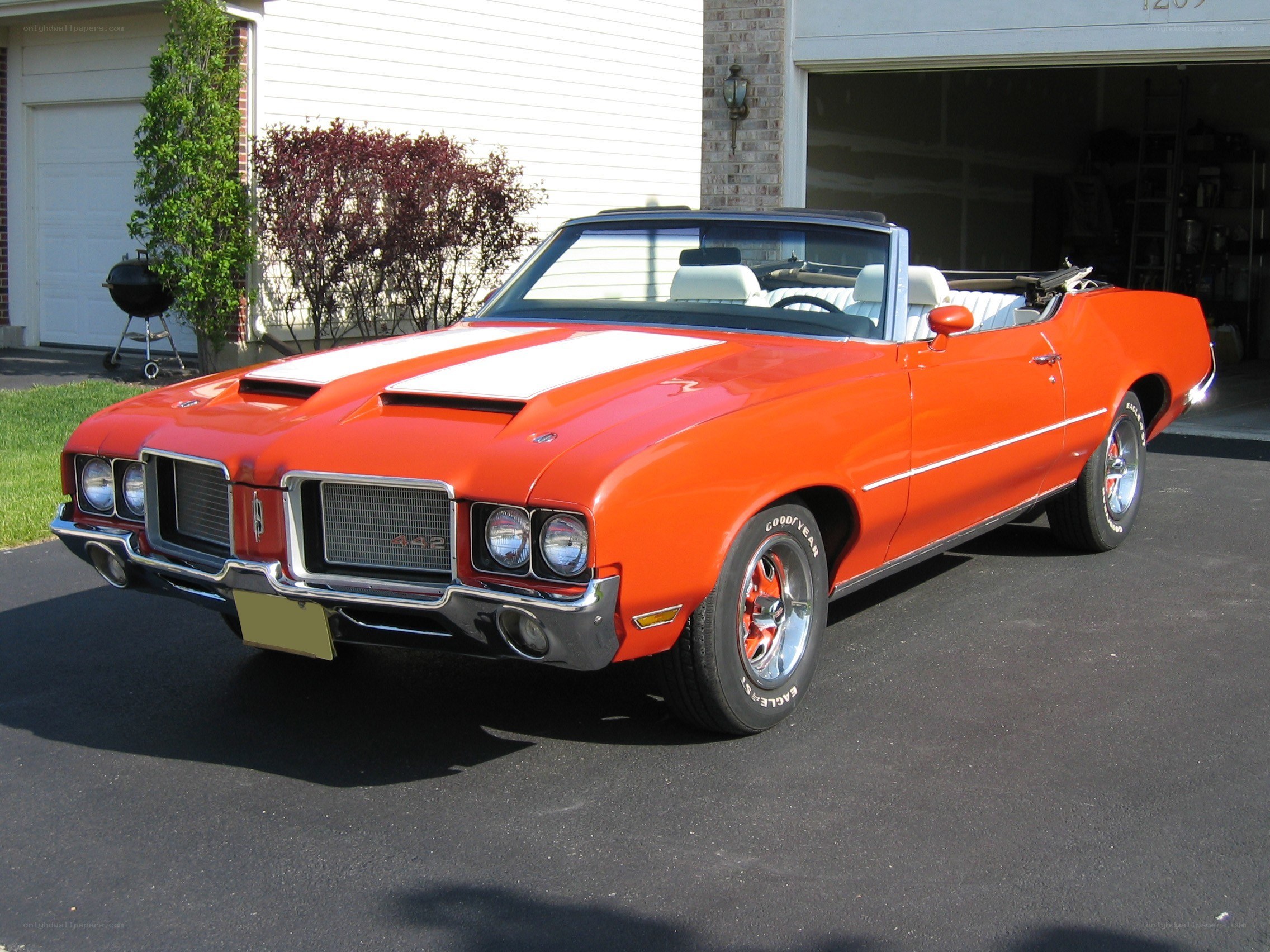 Orange classic convertible car