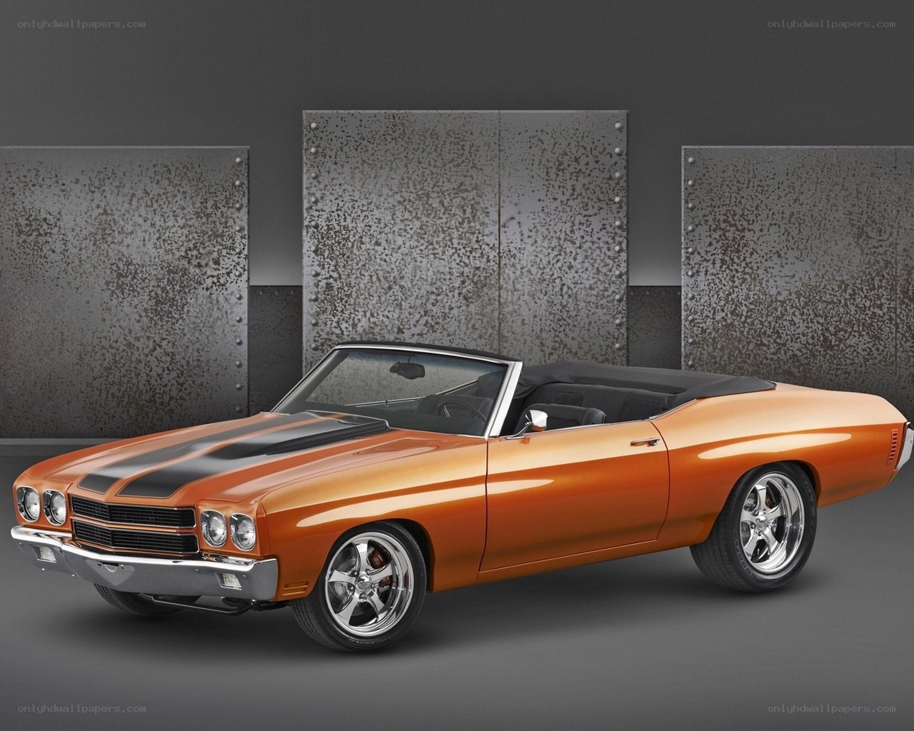 Orange classic convertible car