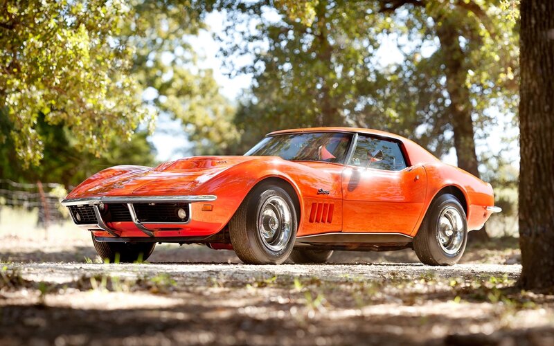 Orange classic Corvette sports car