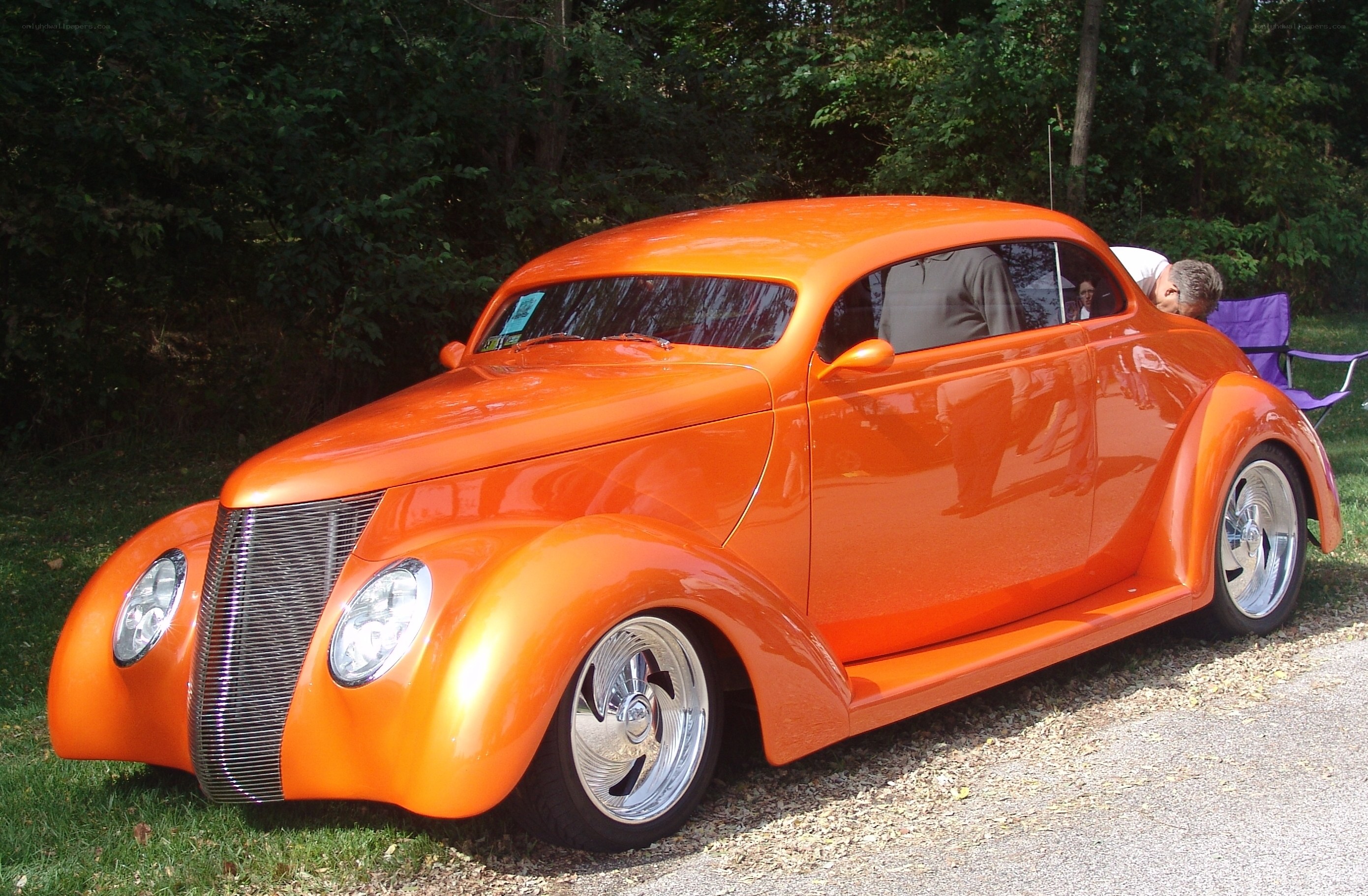 Orange classic hot rod car