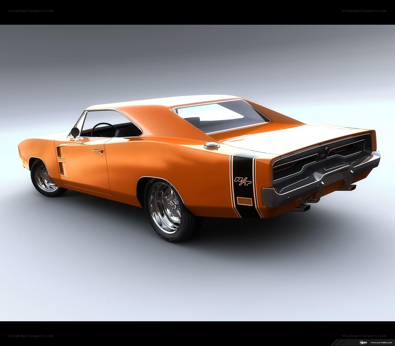 Orange classic muscle car