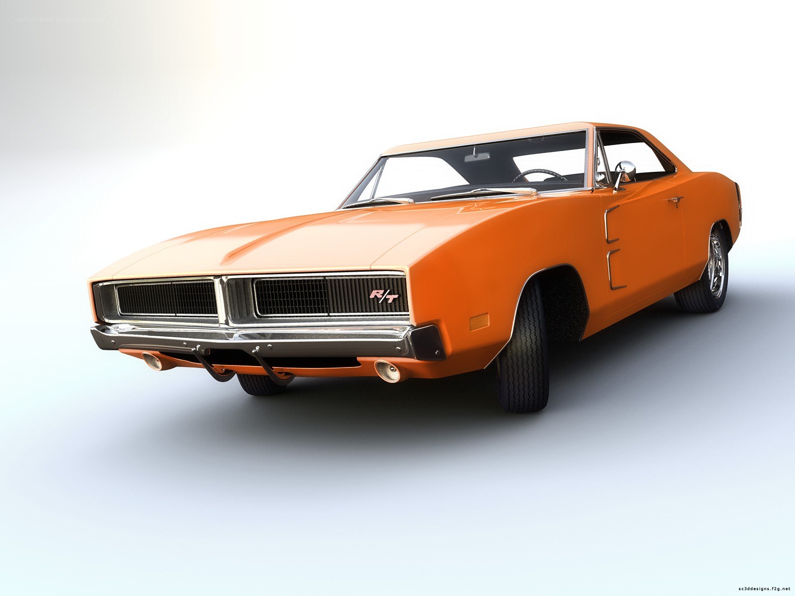 Orange classic muscle car