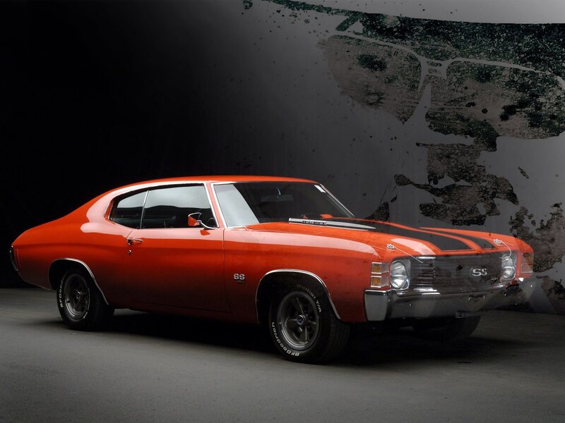 Orange classic muscle car