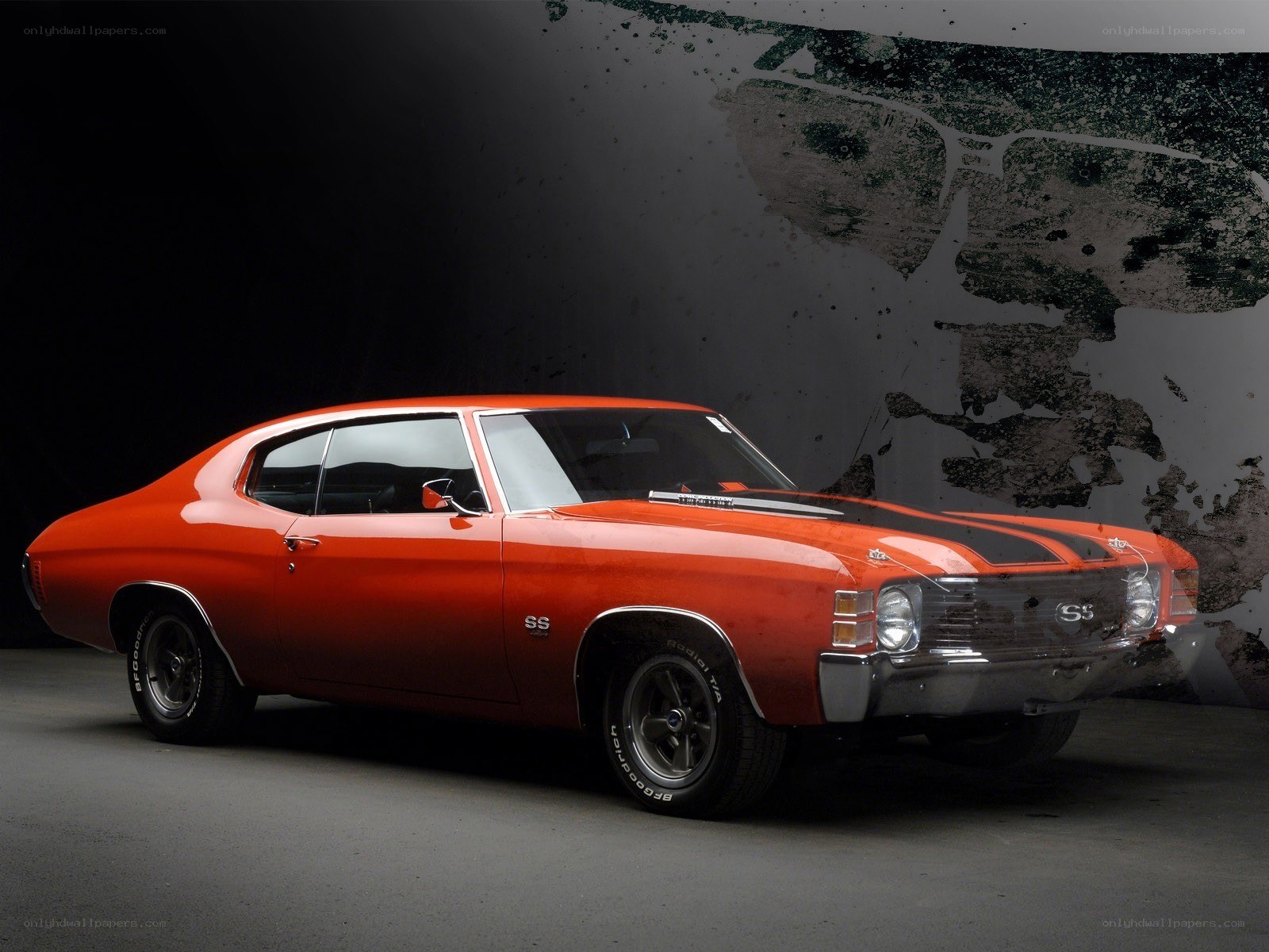 Orange classic muscle car