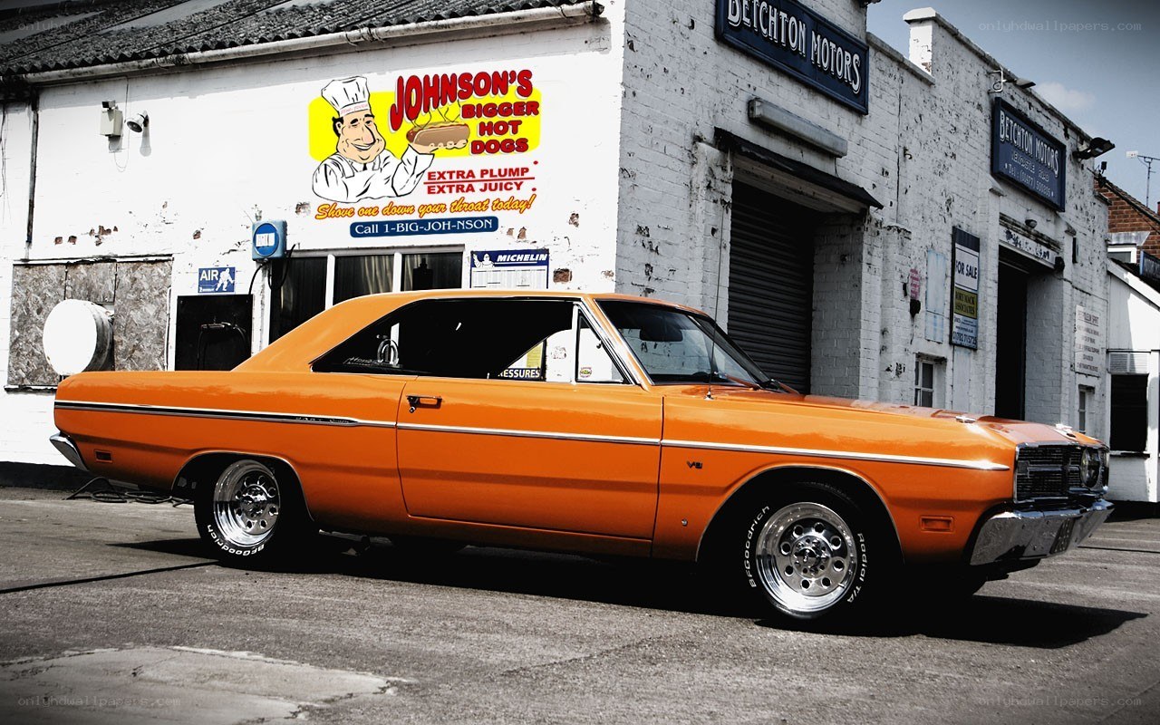 Orange classic muscle car
