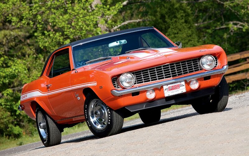 Orange classic muscle car
