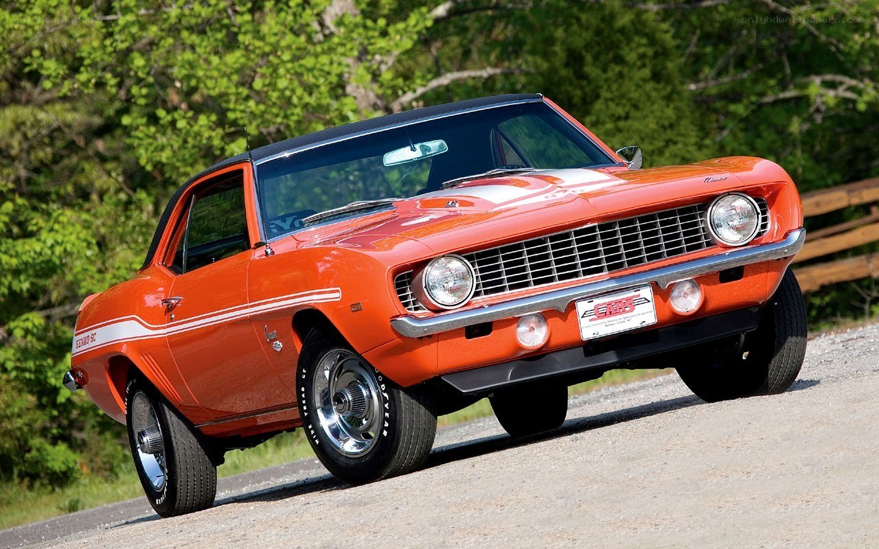 Orange classic muscle car
