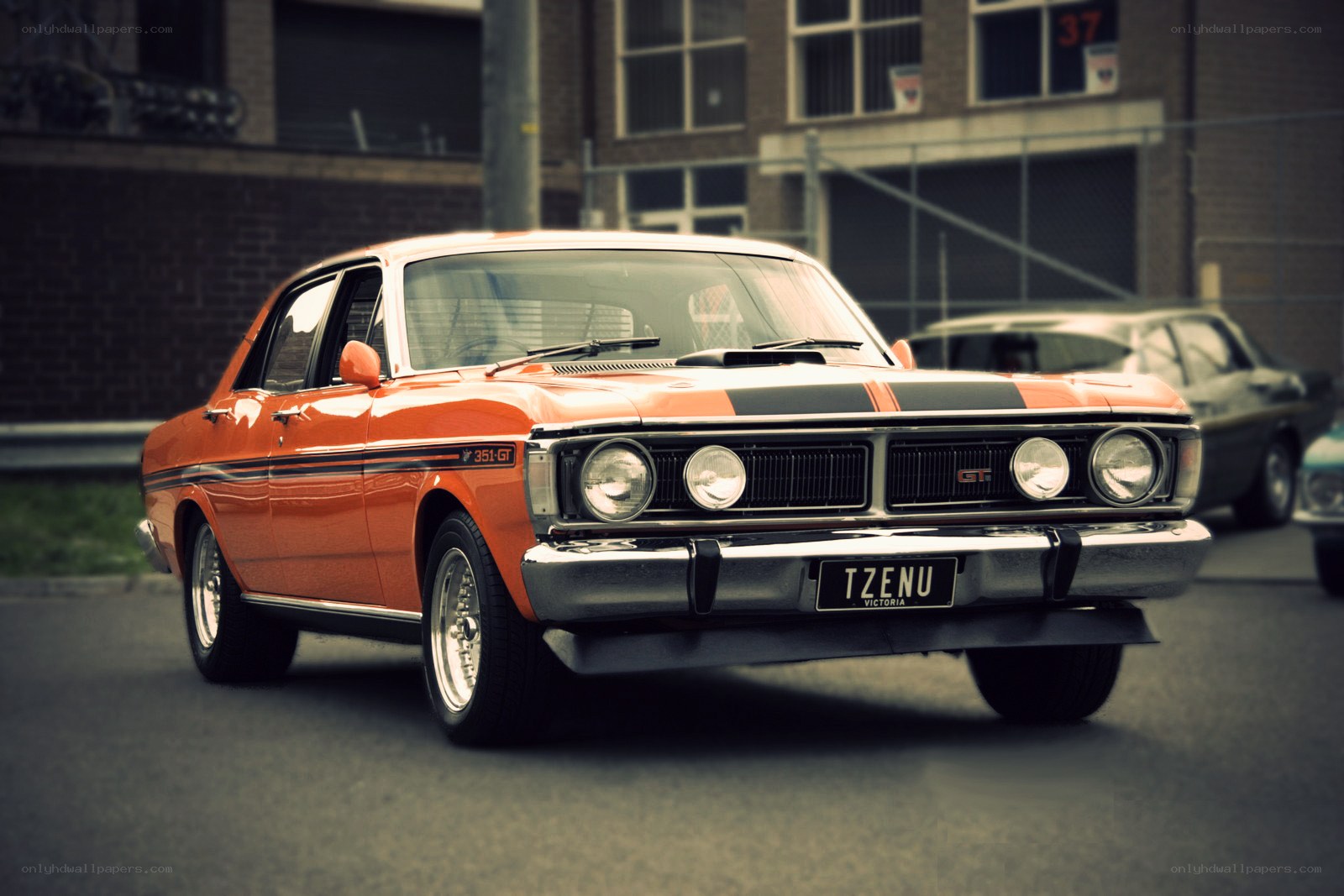 Orange classic muscle car