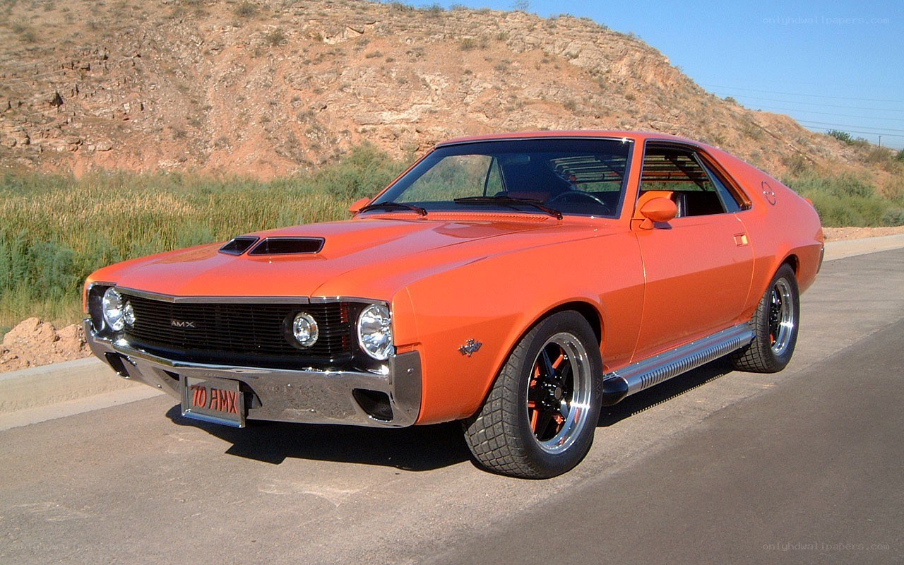 Orange classic muscle car