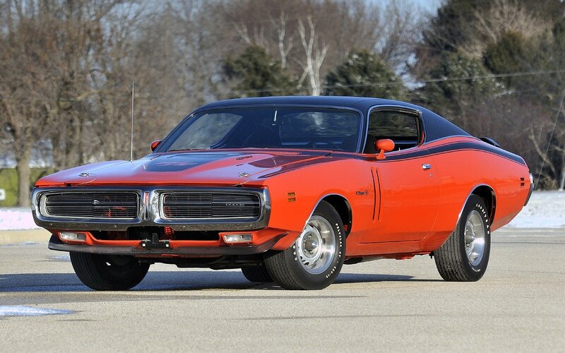 Orange classic muscle car