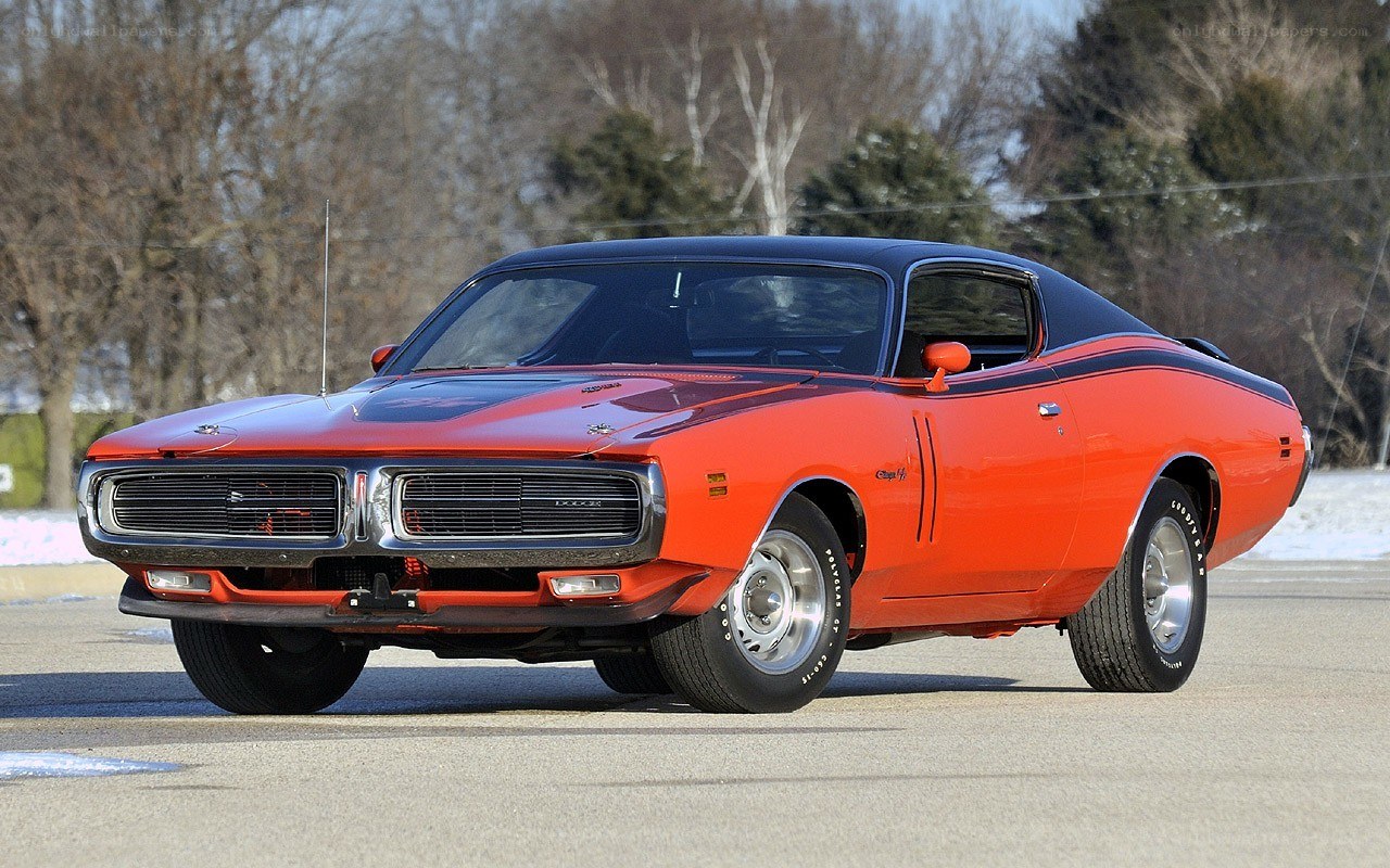 Orange classic muscle car