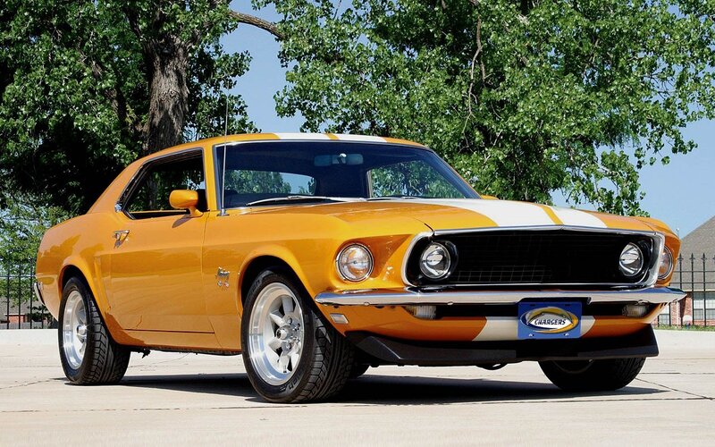 Orange classic muscle car
