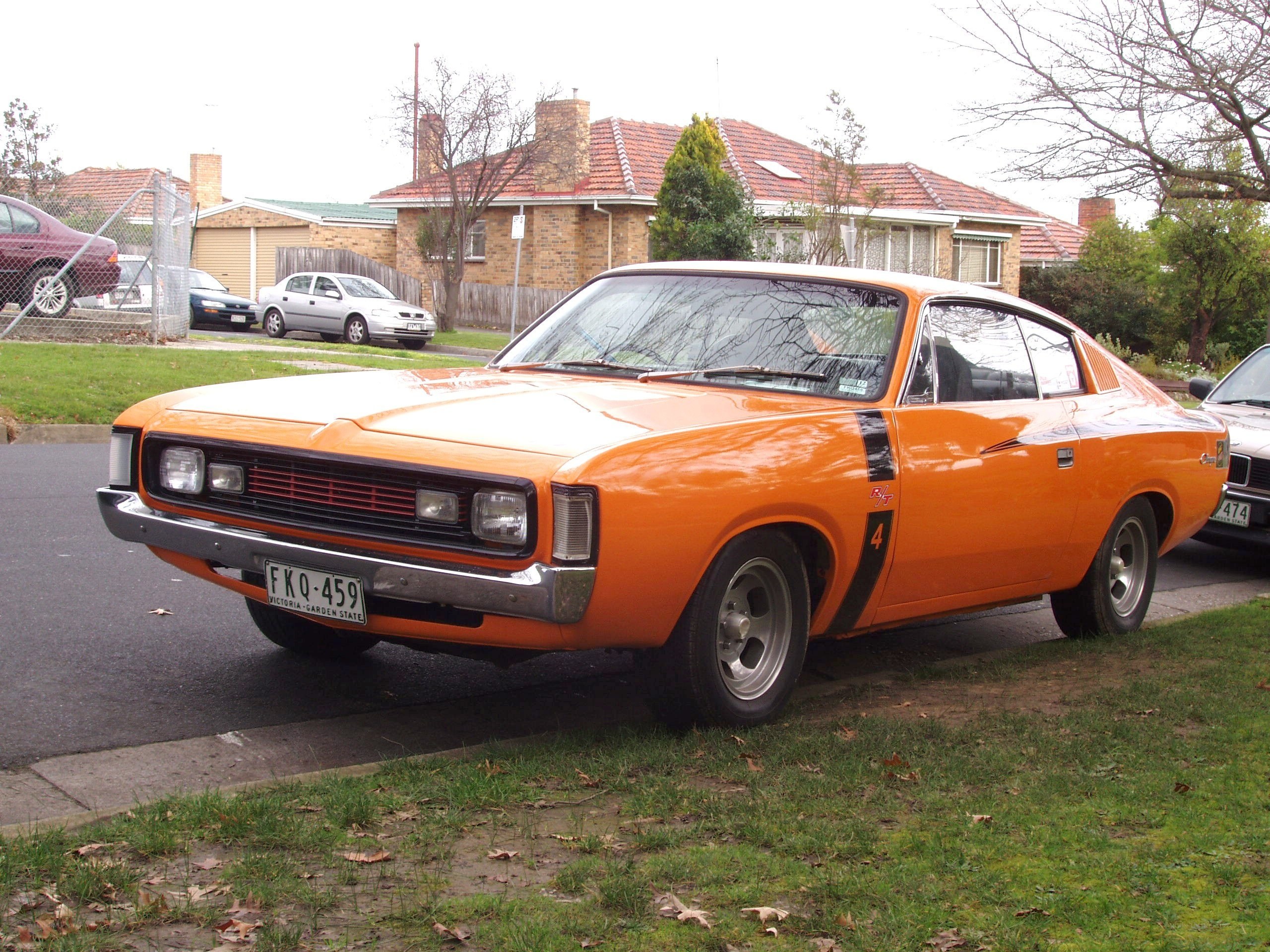 Orange classic muscle car