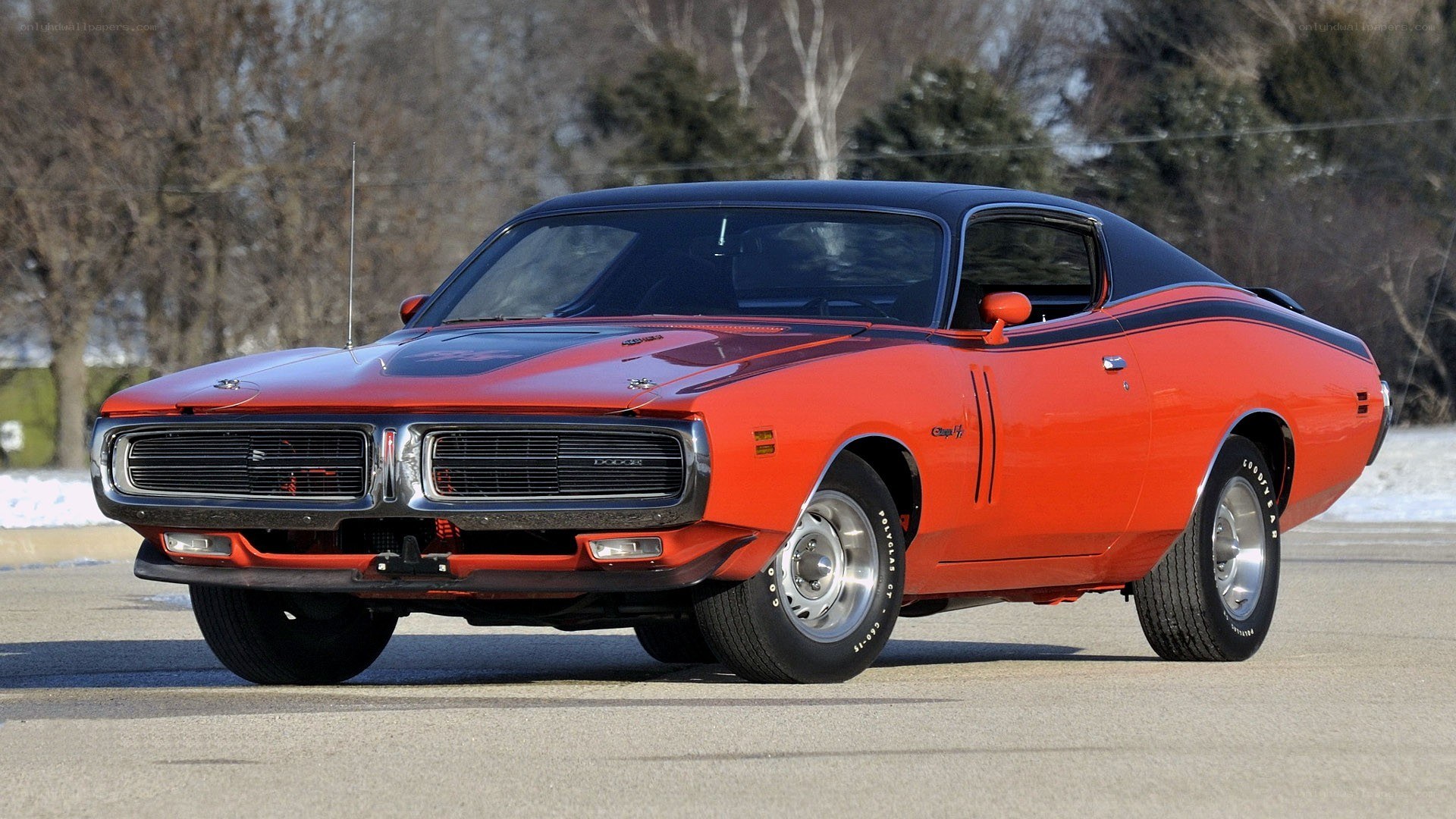Orange classic muscle car