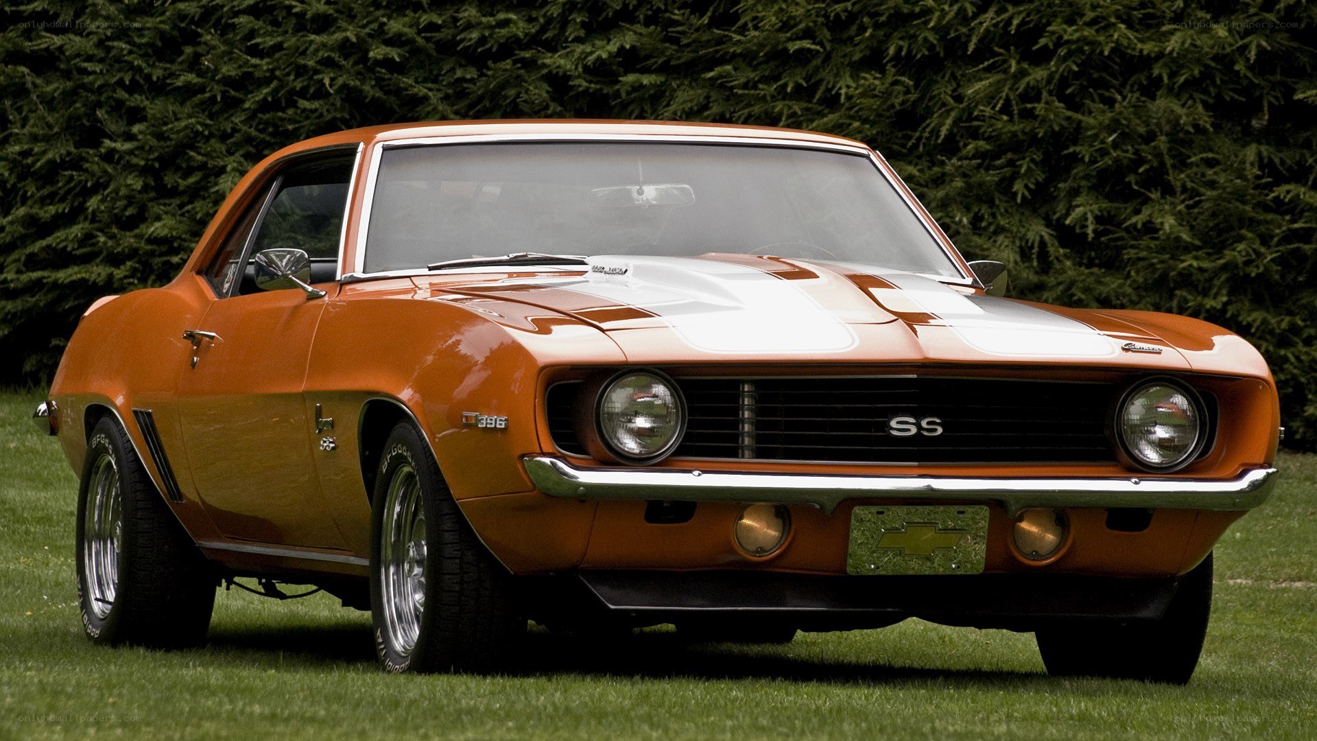 Orange classic muscle car