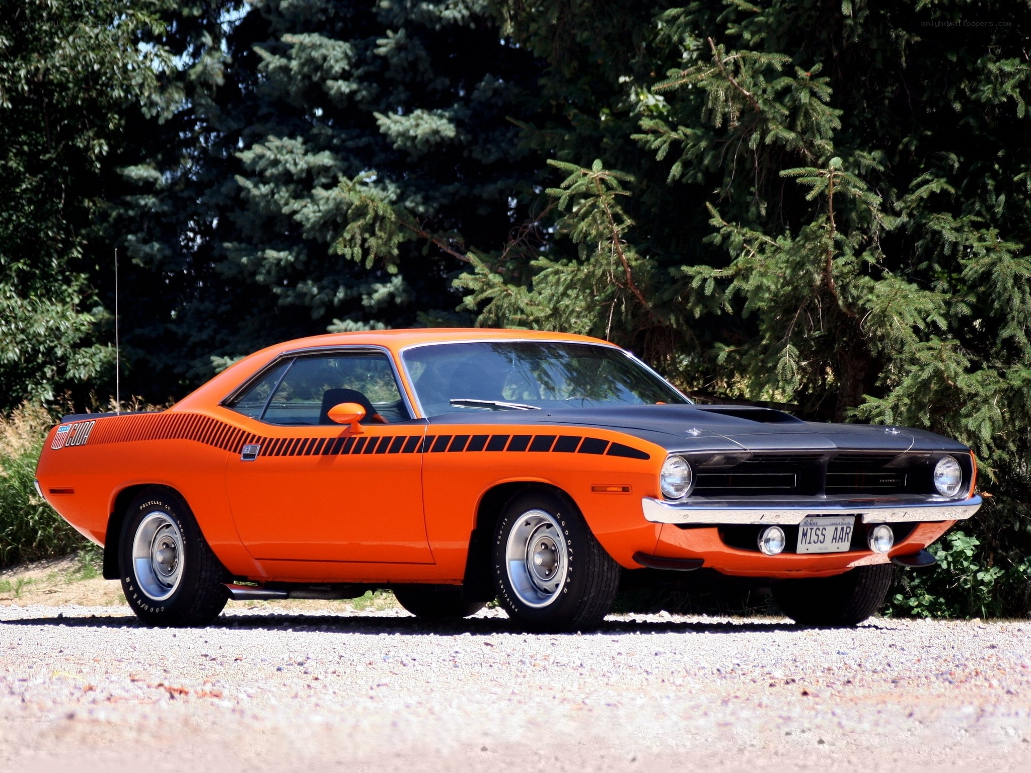 Orange classic muscle car