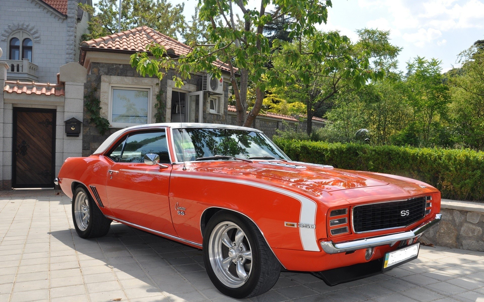 Orange classic muscle car