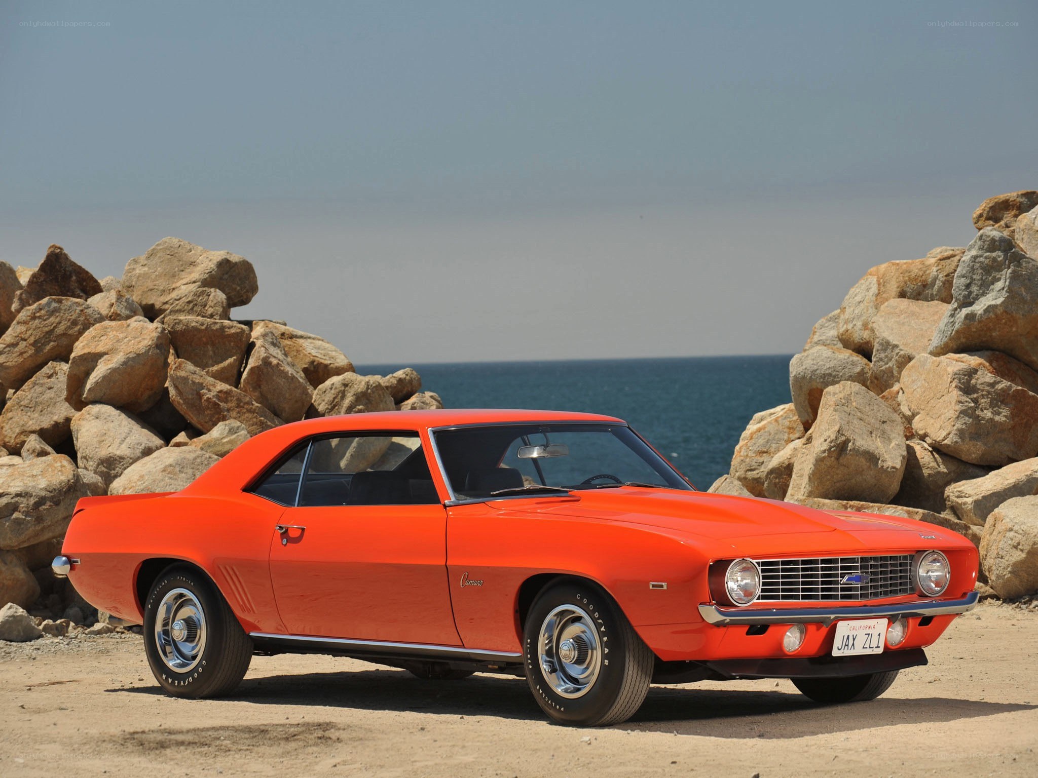 Orange classic muscle car