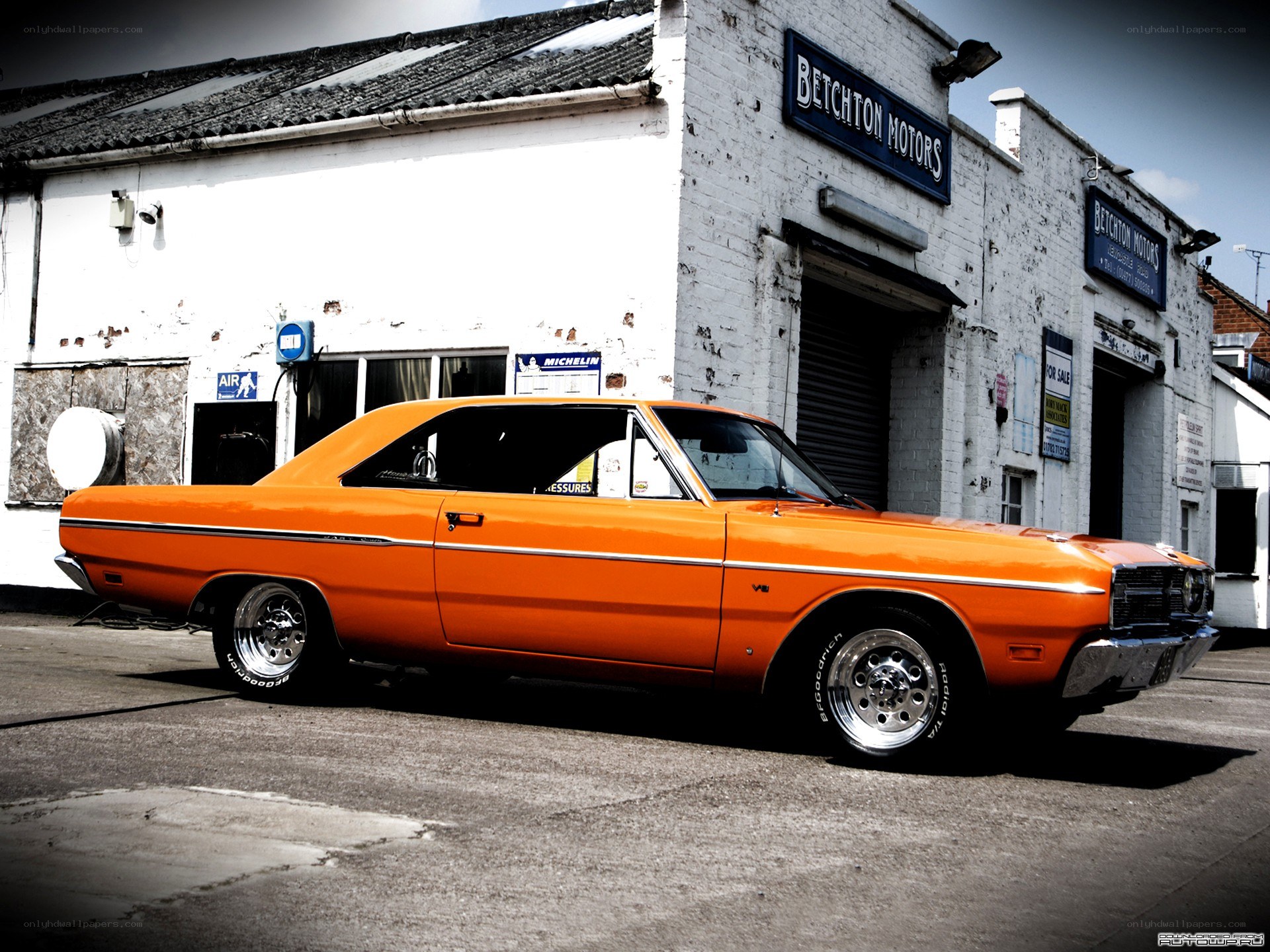Orange classic muscle car