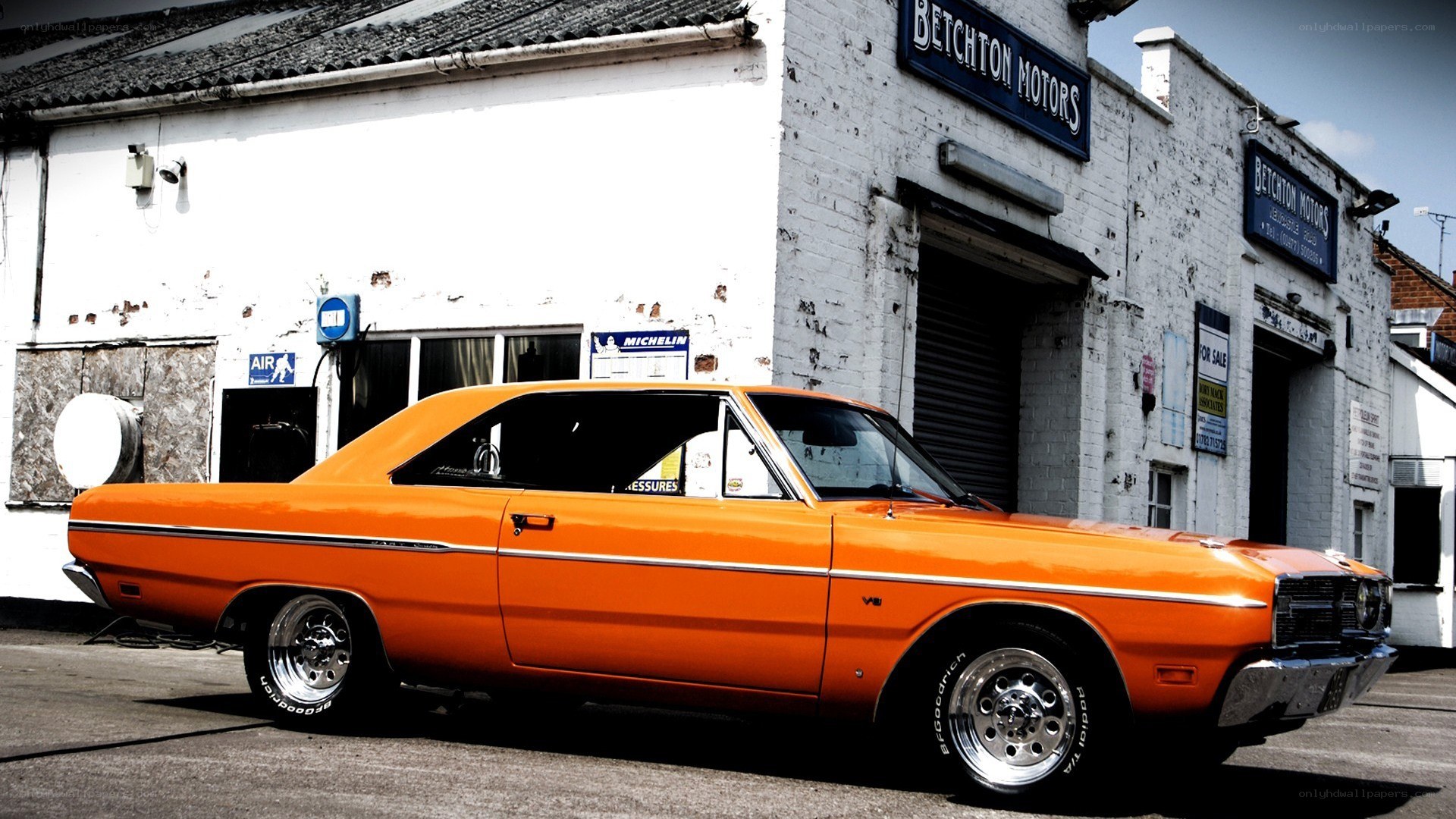 orange classic muscle car