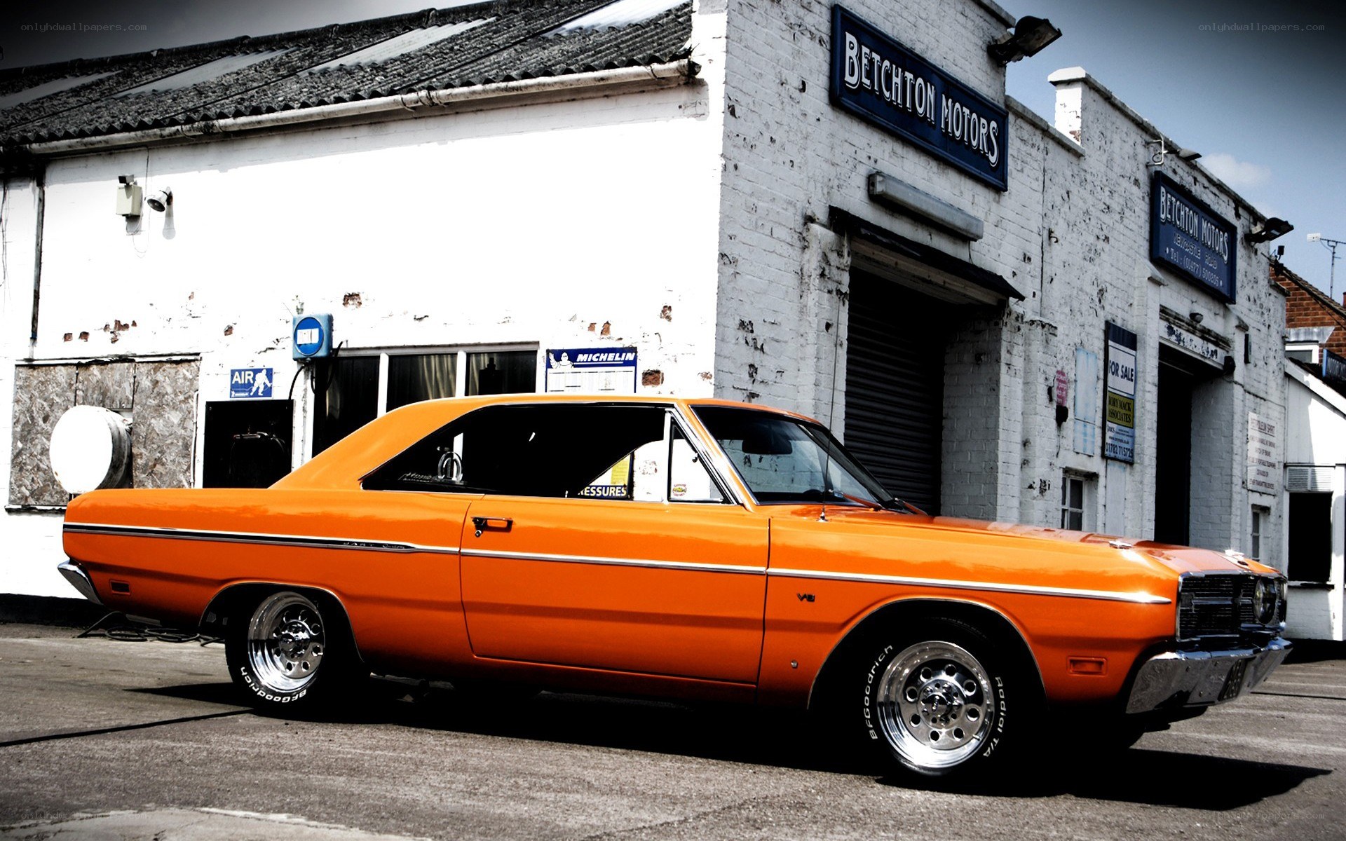 orange classic muscle car