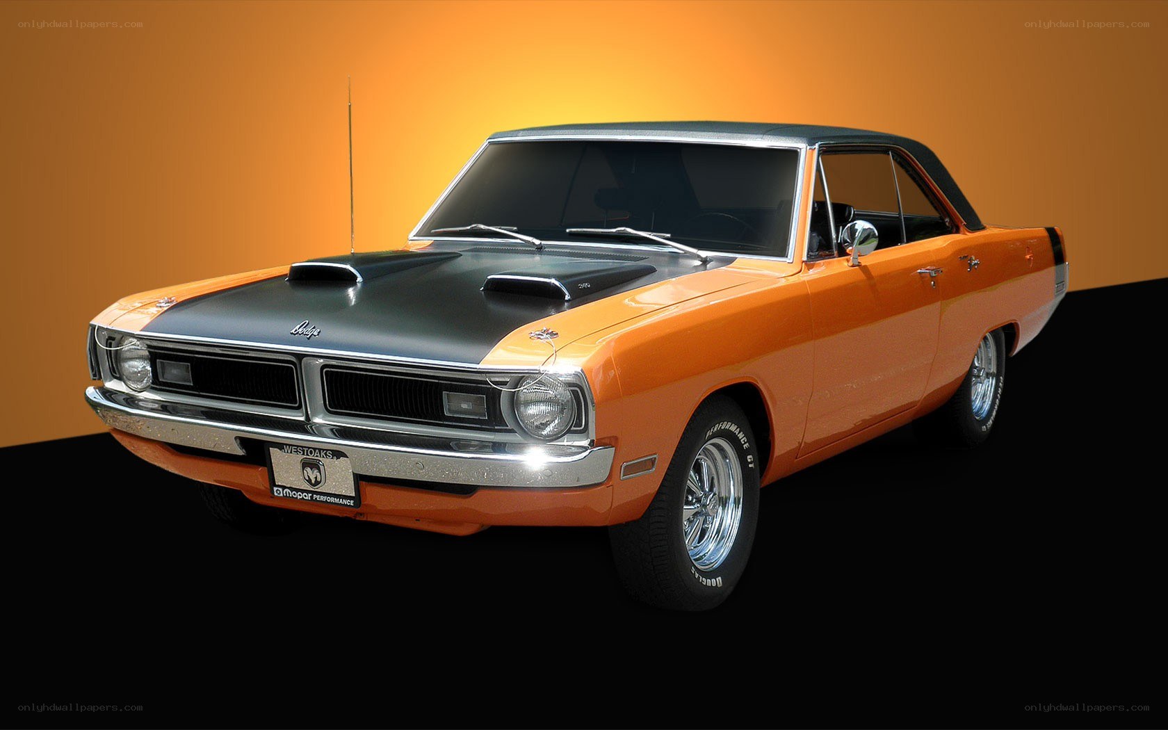 Orange classic muscle car