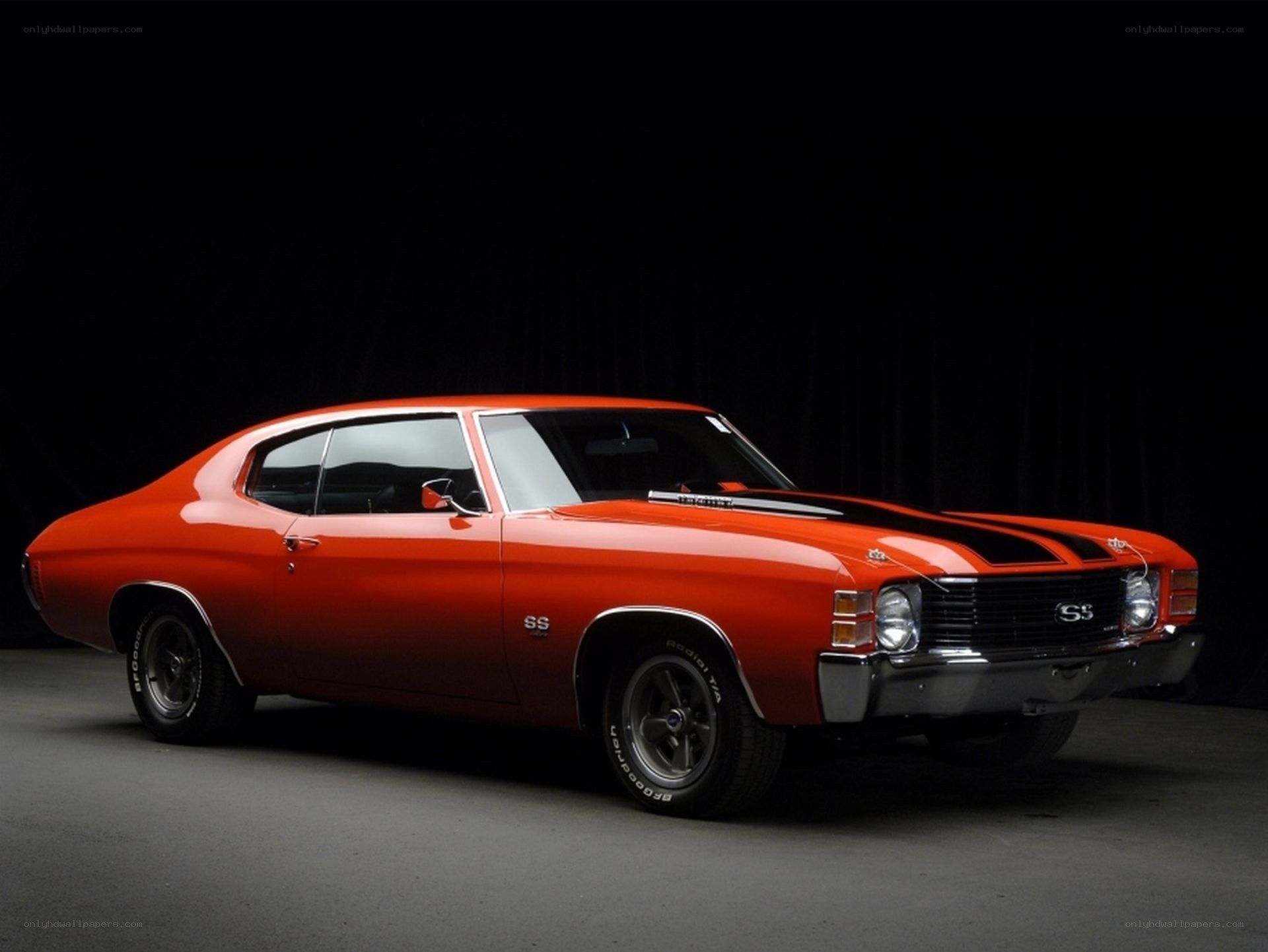 Orange classic muscle car