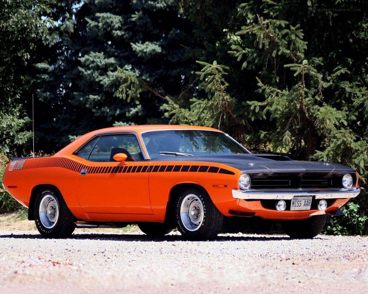 Orange classic muscle car