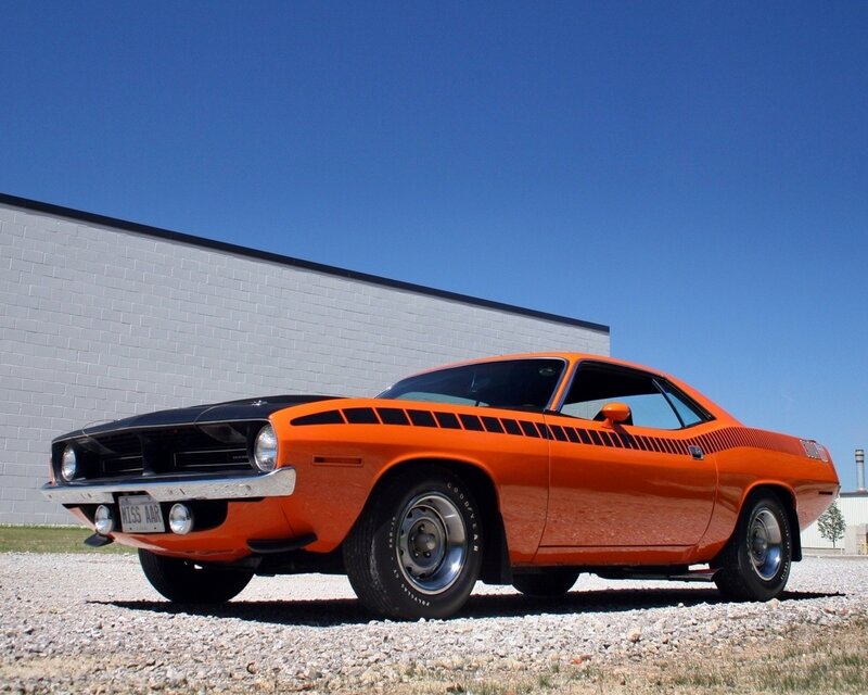 Orange classic muscle car
