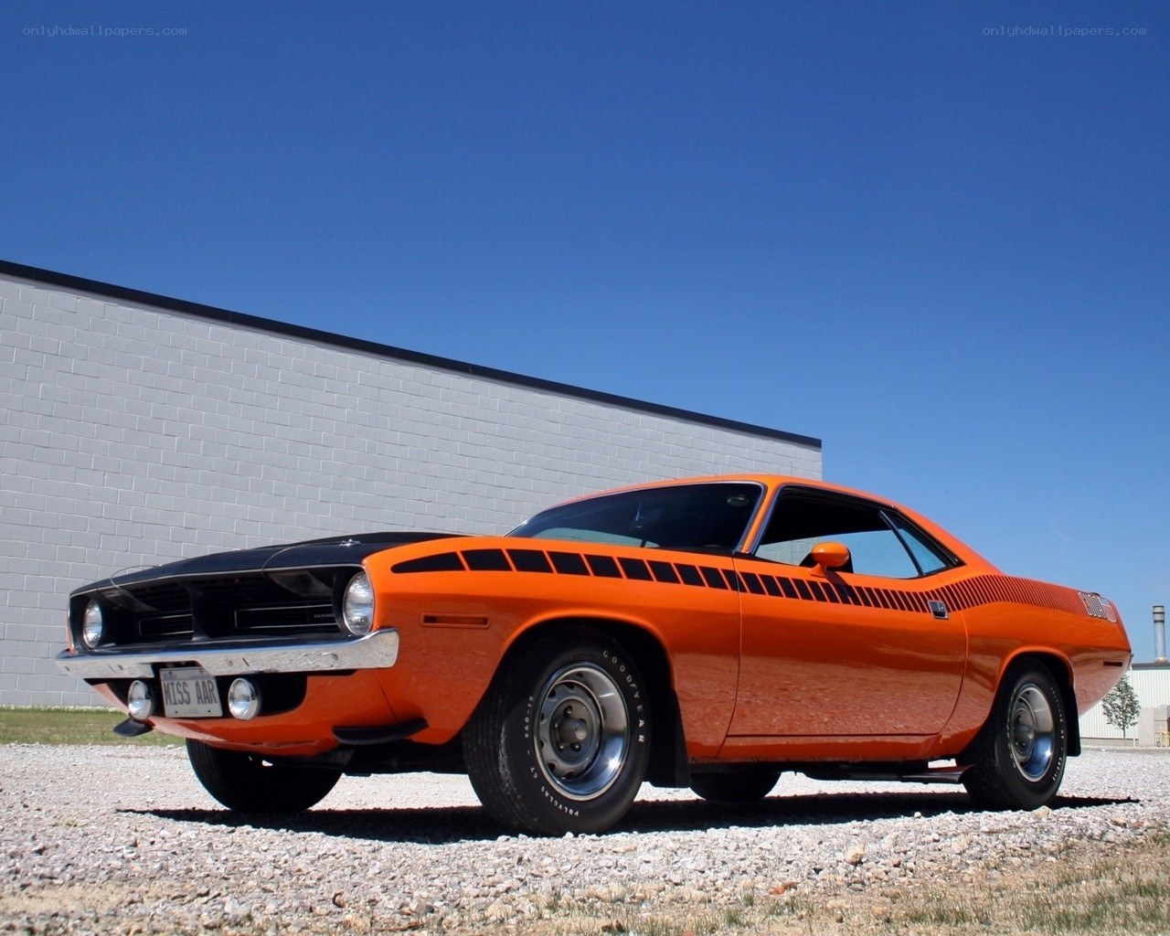 Orange classic muscle car