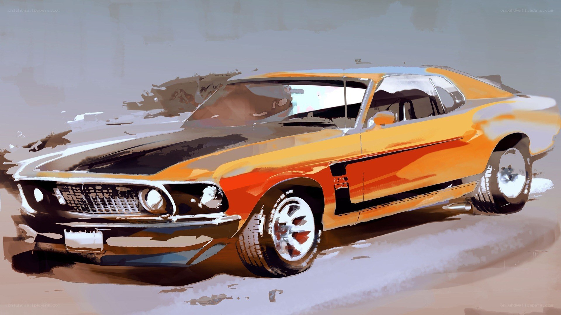 orange classic muscle car
