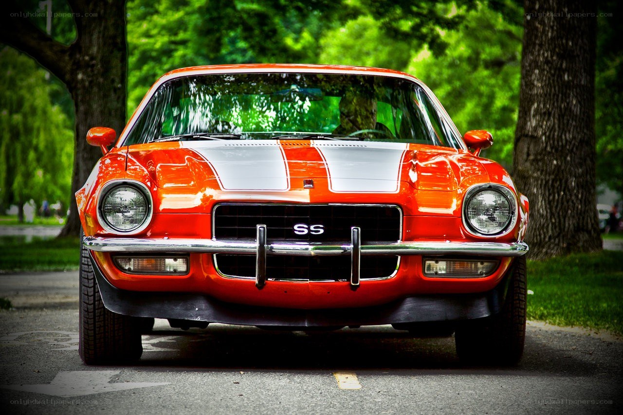 Orange classic muscle car