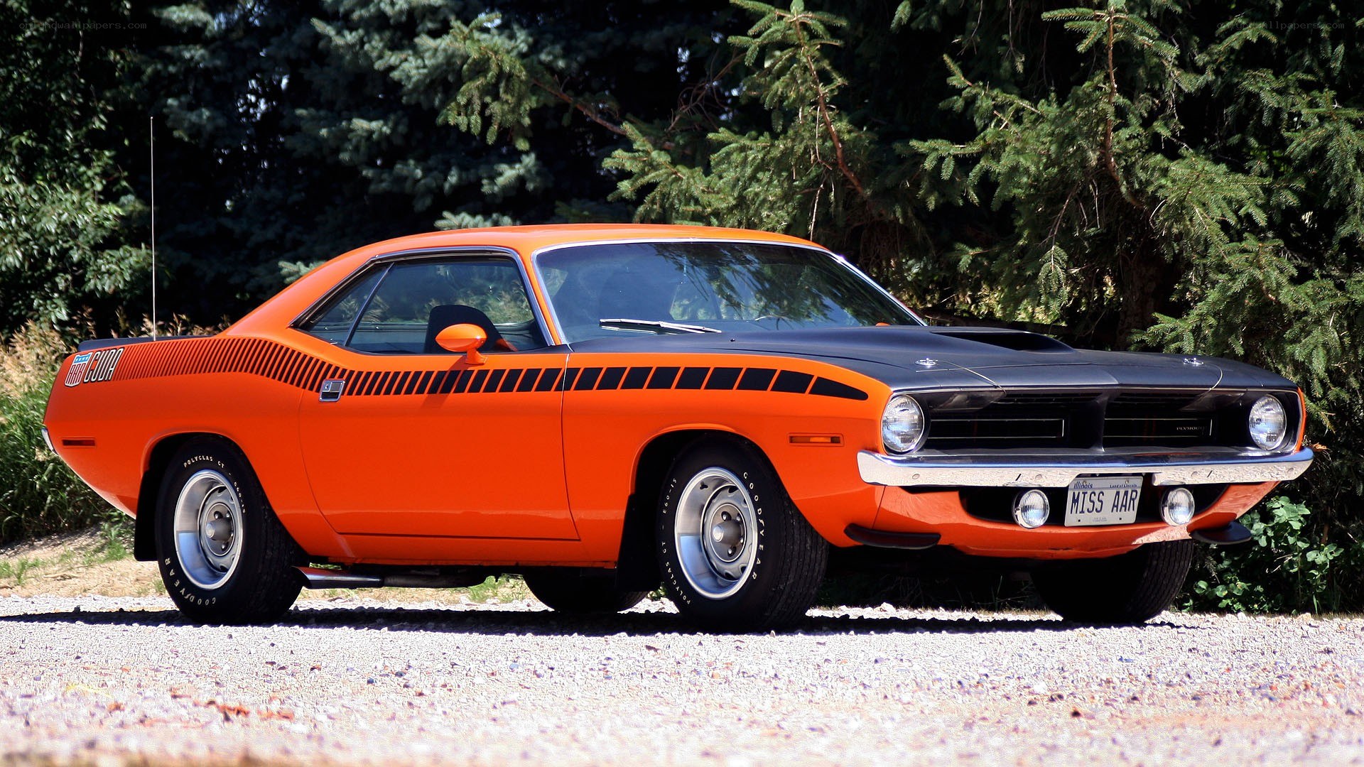 Orange classic muscle car